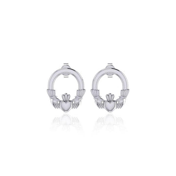 Irish Claddagh Silver Post Earrings TER1752 - Jewelry